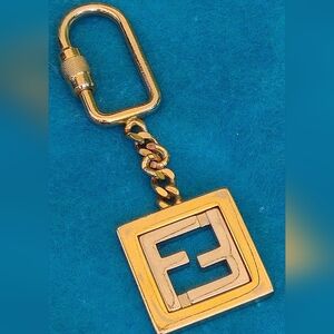 Fendi Gold and Silver Logo Keychain